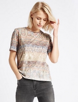 Marks and Spencer  Printed Round Neck Short Sleeve T-Shirt