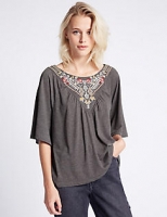 Marks and Spencer  Embroidered Half Sleeve T-Shirt