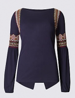 Marks and Spencer  Flared Sleeve Embroidered T-Shirt