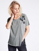 Marks and Spencer  Cotton Blend Butterfly Badge T-Shirt