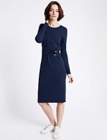Marks and Spencer  Cotton Blend Buckle Long Sleeve Wrap Dress