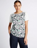 Marks and Spencer  Cotton Blend Pineapple Print T-Shirt