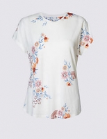 Marks and Spencer  Cotton Blend Floral Print T-Shirt