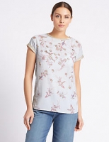 Marks and Spencer  Metallic Trim Floral Print T-Shirt