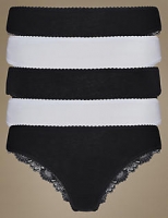 Marks and Spencer  5 Pack Lace Low Rise Brazilian Knickers with New & Improved 