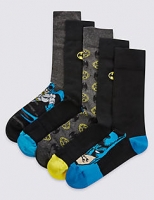 Marks and Spencer  5 Pairs of Cotton Rich Batman with Embroidered Socks