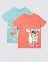 Marks and Spencer  2 Pack Pure Cotton T-Shirts (3 Months - 5 Years)