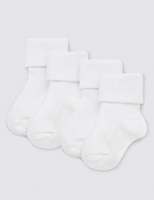 Marks and Spencer  4 Pairs of Cotton Rich StaySoft Turn Over Top Socks (0-24 Mo