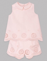 Marks and Spencer  2 Piece Embroidered Top & Shorts Outfit