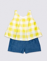 Marks and Spencer  Pure Cotton Checked Playsuit (3 Months - 5 Years)