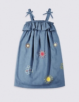 Marks and Spencer  Embroidered Denim Frill Dress (3 Months 5 Years)