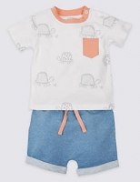 Marks and Spencer  2 Piece Pure Cotton Top & Shorts Outfit