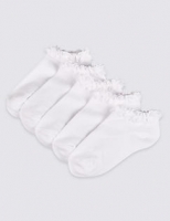 Marks and Spencer  5 Pack Cotton Rich Lace Ankle Socks (3-14 Years)