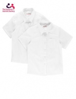 Marks and Spencer  2 Pack Easy Dressing Ultimate Non-Iron Girls Short Sleeve Bl