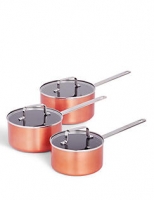 Marks and Spencer  3 Piece Loft Copper Effect Pan Set