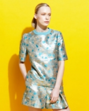 Lennon Courtney at Dunnes Stores Blue Jacquard Top