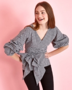 Savida Tresor Gingham Wrap Blouse