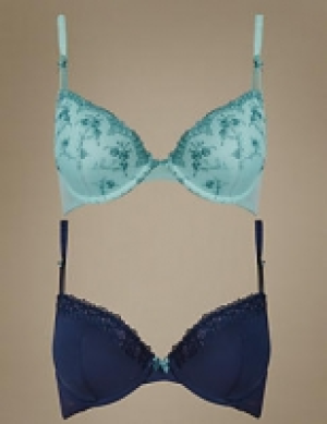 2 Pack Embroidered Padded Plunge Bras A-DD 24.00 €