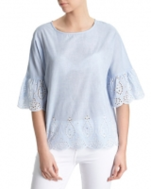 Three-Quarter Sleeve Embroidered Top