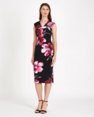 Gallery V-Neck Floral Scuba Dress