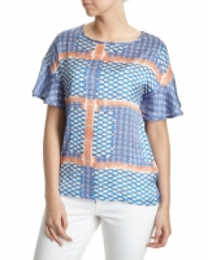 Frill Sleeve Print Top