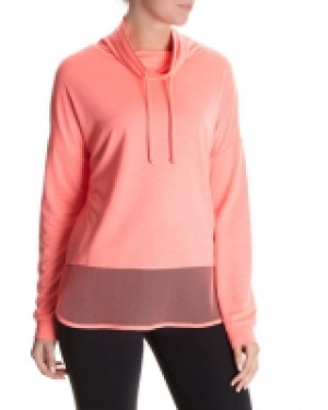 Mesh Hem Cowl-Neck Sweatshirt