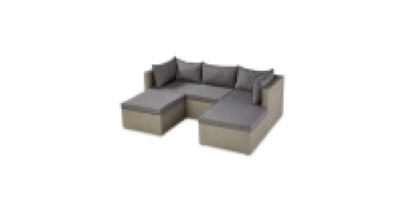 Rattan Effect Grey Corner Sofa Set