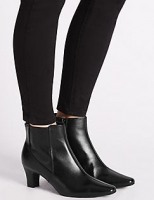 Marks and Spencer  Leather Block Heel Elegant Ankle Boots