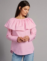 Marks and Spencer  Pure Cotton Tie Back Poplin Blouse