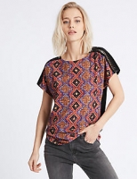 Marks and Spencer  Aztec Print Round Neck Short Sleeve T-Shirt