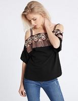 Marks and Spencer  Cotton Rich Embroidered Gypsy Top