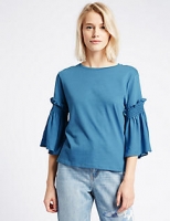 Marks and Spencer  Pure Cotton Smock Sleeve Round Neck T-Shirt