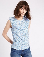Marks and Spencer  Pure Cotton Ditsy Print Ruffle Gypsy Top