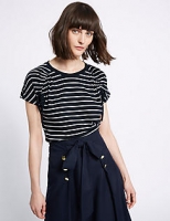Marks and Spencer  Striped Drawstring Short Sleeve T-Shirt