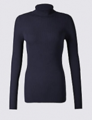 Marks and Spencer  Ribbed Polo Neck Jumper