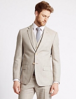 Marks and Spencer  Beige Textured Regular Fit 3 Piece Suit
