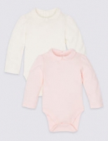 Marks and Spencer  2 Pack Pure Cotton Peter Pan Collar Bodysuits