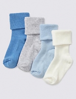 Marks and Spencer  4 Pairs of Cotton Rich StaySoft Turn Over Top Socks (0-24 Mo