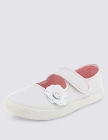 Marks and Spencer  Kids Riptape Floral Appliqué Plimsolls with New & Improved 
