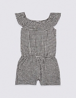 Marks and Spencer  Cold Shoulder Gingham Playsuit (3-14 Years)