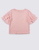 Marks and Spencer  Crinkle Frill Sleeve Top (3-14 Years)