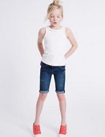 Marks and Spencer  Cotton Denim Adjustable Waist Shorts with Stretch (3-14 Year