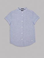 Marks and Spencer  Cotton Rich Grandad Collar Shirt (3-14 Years)