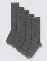 Marks and Spencer  5 Pairs of Freshfeet Cotton Rich Knee High Heart Socks (3-11