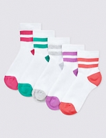 Marks and Spencer  5 Pairs of Freshfeet Cotton Rich Ankle High Sports Socks (2-