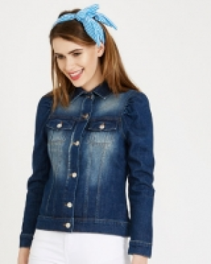 Savida Breton Puff Sleeve Denim Jacket