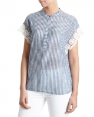 Stripe Top With Crochet Trim