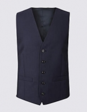 Navy Tailored Fit Wool Waistcoat 99.00 €