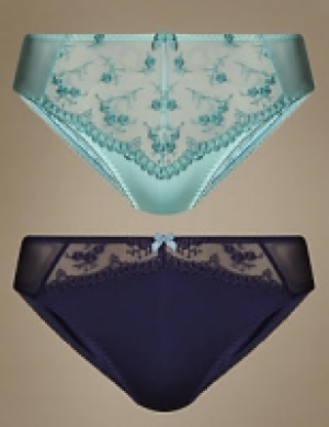 2 Pack Embroidered High Leg Knickers 13.50 €
