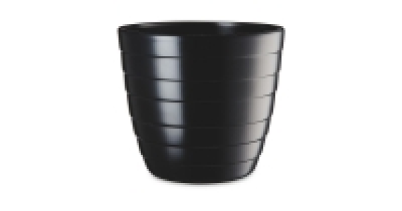 Black Matte Grooved Ceramic Pot